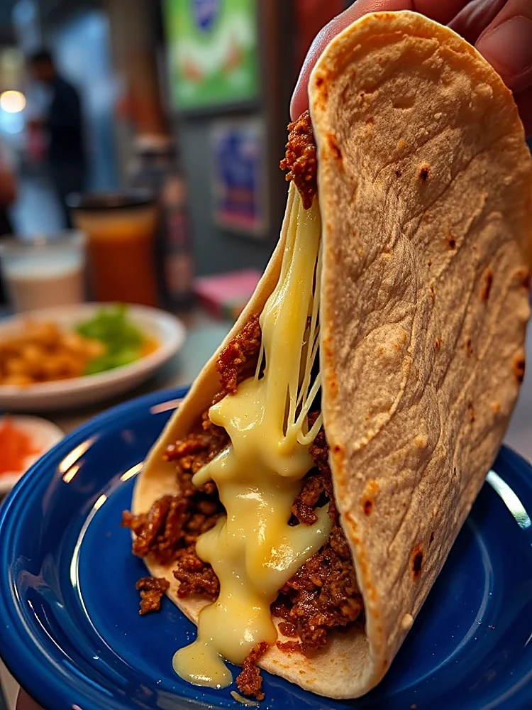 Gringa de pastor con queso que se estira
